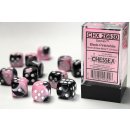 Chessex Dice Sets Black-Pink/White Gemini 16mm d6 (12)