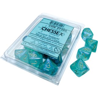 Chessex Borealis Teal/gold Luminary Set of Ten d10s