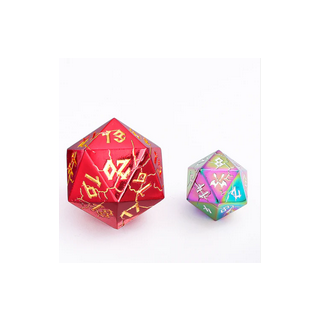 Barbarian 35mm Solid Metal Single D20 Spin Down Red with Gold