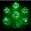 Skulls Grin Hollow Metal Dice Set Glow in the dark green (7)