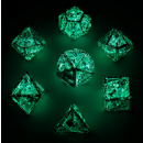 Skulls Grin Hollow Metal Dice Set Glow in the dark blue (7)