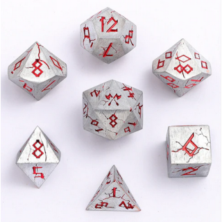 Barbarian Solid Metal Polyhedral Dice Set Brushed Red (7)