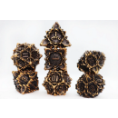 Metal RPG Dice Set Floral Starburst Gilded Goldenrod (7)
