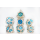 Metal RPG Dice Set Floral Starburst Silver Bluebells (7)