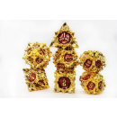Metal RPG Dice Set Floral Starburst Carmine Canna (7)