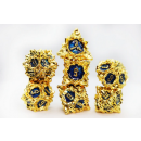 Metal RPG Dice Set Floral Starburst Golden Sweet Pea (7)