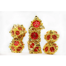 Metal RPG Dice Set Floral Starburst Ruby Rose (7)