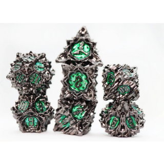 Metal RPG Dice Set Floral Starburst Midnight Forest (7)