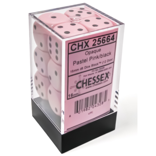 Opaque Pastel Pink/Black 16mm D6 (12)