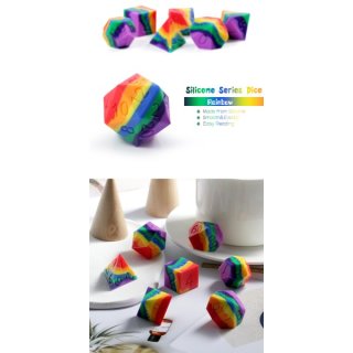 Silicone Dice Set (7) Rainbow