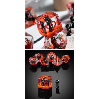 Resin Dice Set (7) Black Cat