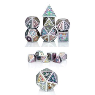 Metal & Enamel Dice Set (7pcs) Rainbow Scale