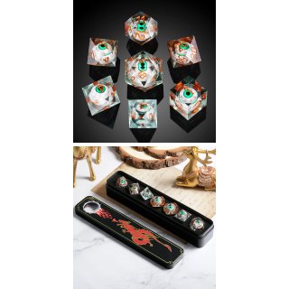 Sharp Edge Dice Set (7) Green Eyeball