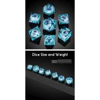 Sharp Edge Dice Set (7) Blue Eyeball