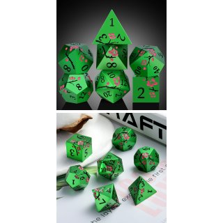 Metal & Enamel Dice Set (7) Sakura Green