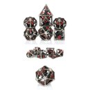 Hollow Dice Set (7) Dragon Cage Gunmetal & Red