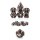 Hollow Dice Set (7) Dragon Cage Gunmetal & Red