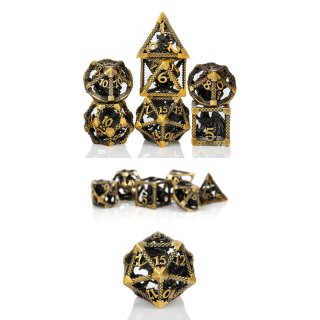 Hollow Dice Set (7) Dragon Cage Bronze