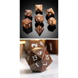 Wooden Dice Set (7) Yellow Balau Wood