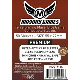 Card Sleeves - 55x77mm - Sleeve Kings - Terraforming Mars Dice Game Premium - 50 Stück