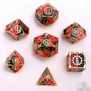 Gears of Fate Solid Metal Dice Set: Gold with Red &...