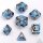 Gears of Fate Solid Metal Dice Set: Silver w/Blue & Black (7)