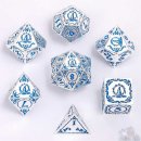 Wizard Solid Metal Polyhedral Dice Set: Silver w/Blue (7)