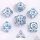 Wizard Solid Metal Polyhedral Dice Set: Silver w/Blue (7)