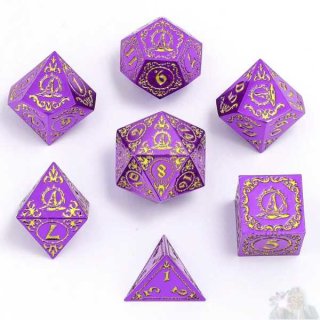 Wizard Solid Metal Polyhedral Dice Set: Purple w/Gold (7)