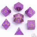 Wizard Solid Metal Polyhedral Dice Set: Purple w/Gold (7)