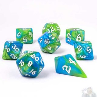 8 Piece RPG Dice Set: Verdent Stream