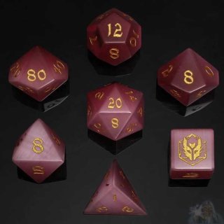 Dragons Hoard Gemstone Polyhedral Dice Set: Pink Black Eye