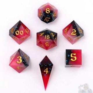 Captured Magic Sharp Edge Resin Dice Set: Magma Dip (7)