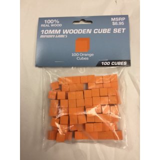 10 MM Wooden Cube Tokens (100 Pack) - Orange