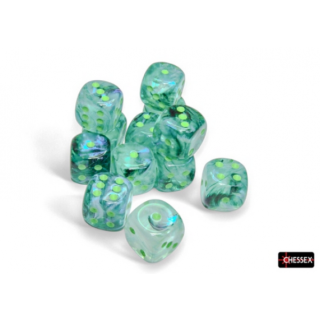 Chessex Borealis 16mm d6 Kelp/light green Luminary Dice Block (12)