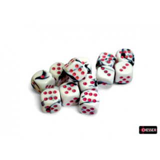 Chessex Gemini 16mm d6 Black-White/pink Dice Block (12 dice)