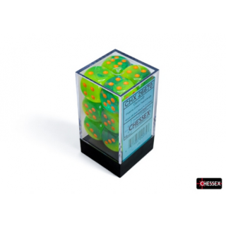 Chessex Gemini 16mm d6 Plasma Green-Teal/orange Luminary Dice Block (12 dice)