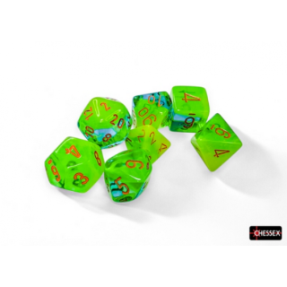 Chessex Gemini 7-Die Set - Plasma Green-Teal/orange Luminary