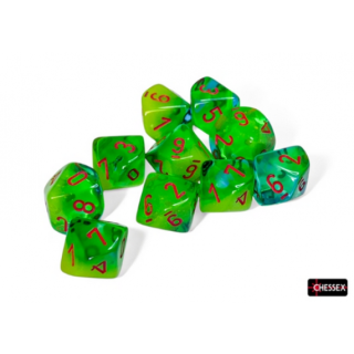 Chessex Gemini Ten d10 Sets - Plasma Green-Teal/orange Luminary