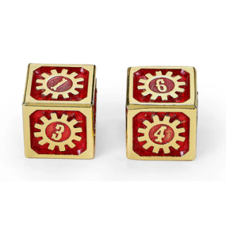 17mm Cogcraft Fidget 2D6 Set Emberforge Red and Gold