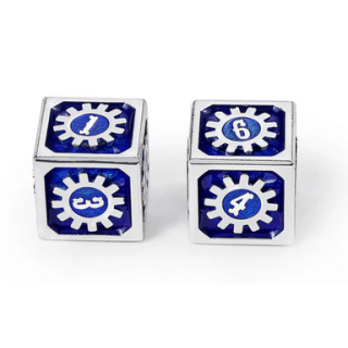 17mm Cogcraft Fidget 2D6 Set Tesla Blue and Silver