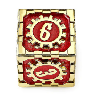 35mm Mythic Size Cogcraft Fidget D6 Emberforge Red and Gold