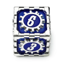 35mm Mythic Size Cogcraft Fidget D6 Tesla Blue and Silver