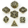 Hollow Metal Cog Themed Dice Set Gold (7)