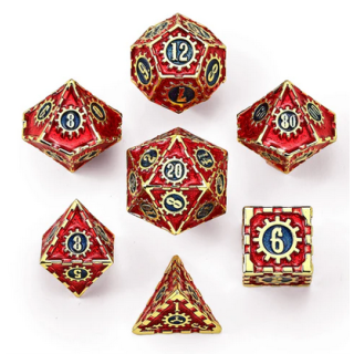 Solid Metal Cogcraft Polyhedral Dice Set Casino Red Blue Silver and Gold (7)