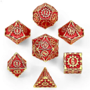 Solid Metal Cogcraft Polyhedral Dice Set Emberforge Red...