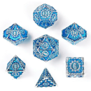 Solid Metal Cogcraft Polyhedral Dice Set Tesla Blue and...