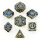 Solid Metal Cogcraft Polyhedral Dice Set Vault Dweller Blue and Gold (7)