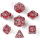 Solid Metal Cogcraft Polyhedral Dice Set Vernmillion Red and Silver (7)