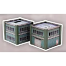 Metropolis Cityscape: Two Small Steel Buildings